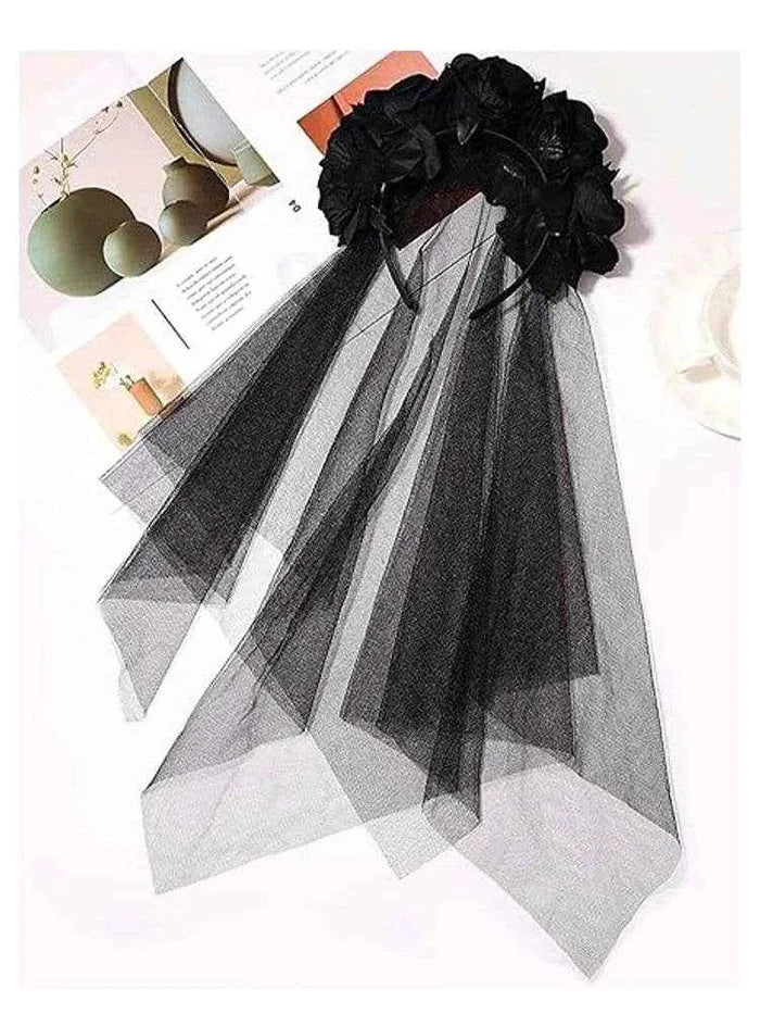 Day of Dead Bride Black Headband