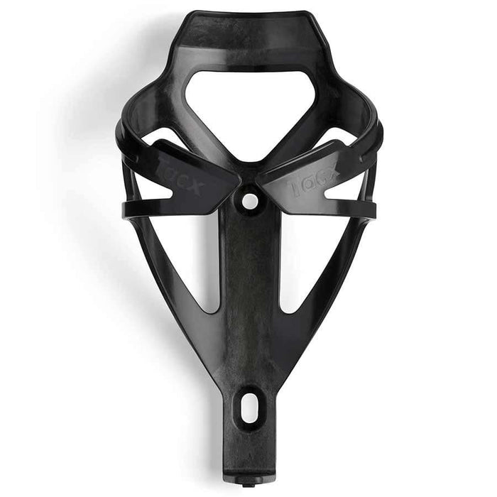 Black bicycle bottle cage on a white background