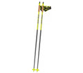 Two ski poles with black and yellow design on a white background