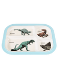 Dinosaur children’s food plate with divided sections, melamine kids dinner tray featuring colourful dinosaur illustrations