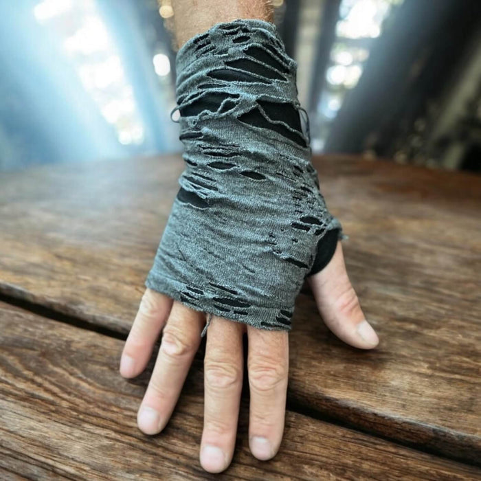 Distressed Ripped Sleeves Gloves - Fingerless Gloves
