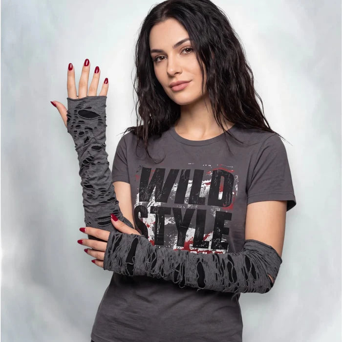 Distressed Ripped Sleeves Gloves - Fingerless Gloves