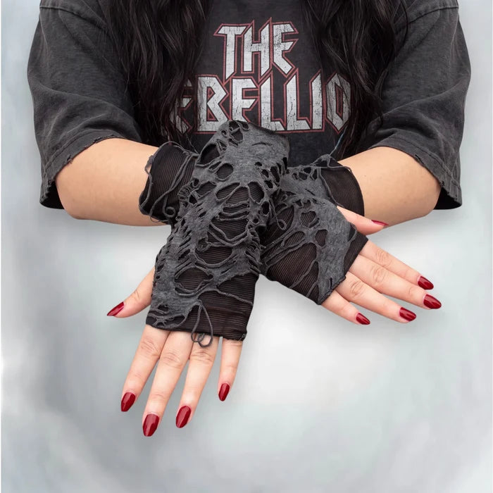 Distressed Ripped Sleeves Gloves - Fingerless Gloves