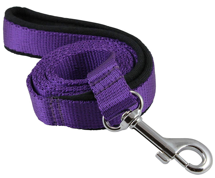 Dogs My Love 4ft Long Neoprene Padded Handle Nylon Leash 4 Sizes Purple