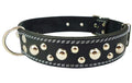 Dogs My Love Genuine 1.6" Wide Thick Leather Studded Dog Collar Black. Fits 19"-23" Neck
