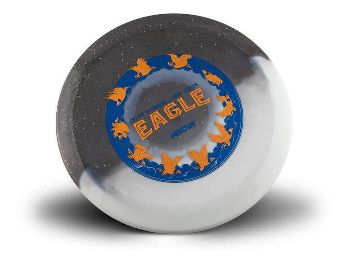 Frisbee with 'Eagle' branding on a white background