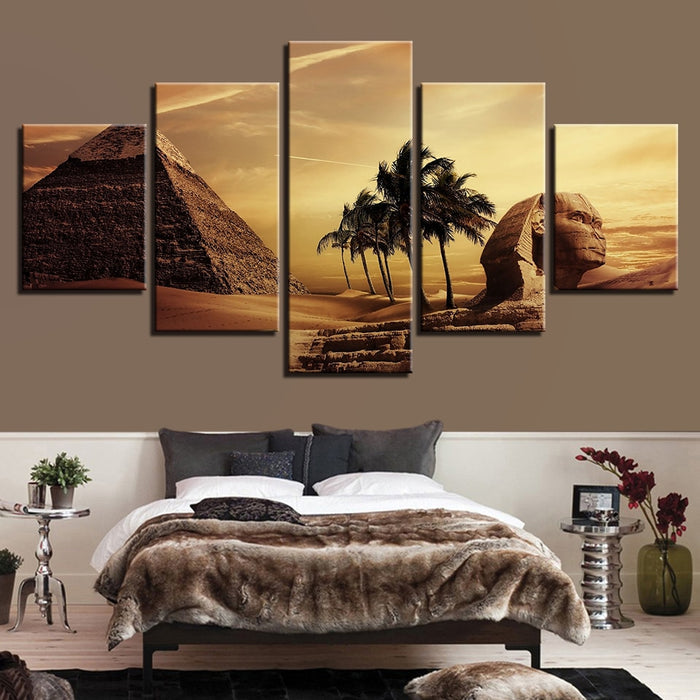 Egyptian Pyramids Sunset Desert Wall Art Canvas Printing - BlueArtDecor