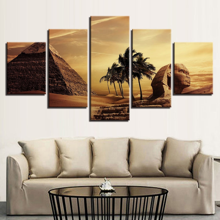 Egyptian Pyramids Sunset Desert Wall Art Canvas Printing - BlueArtDecor