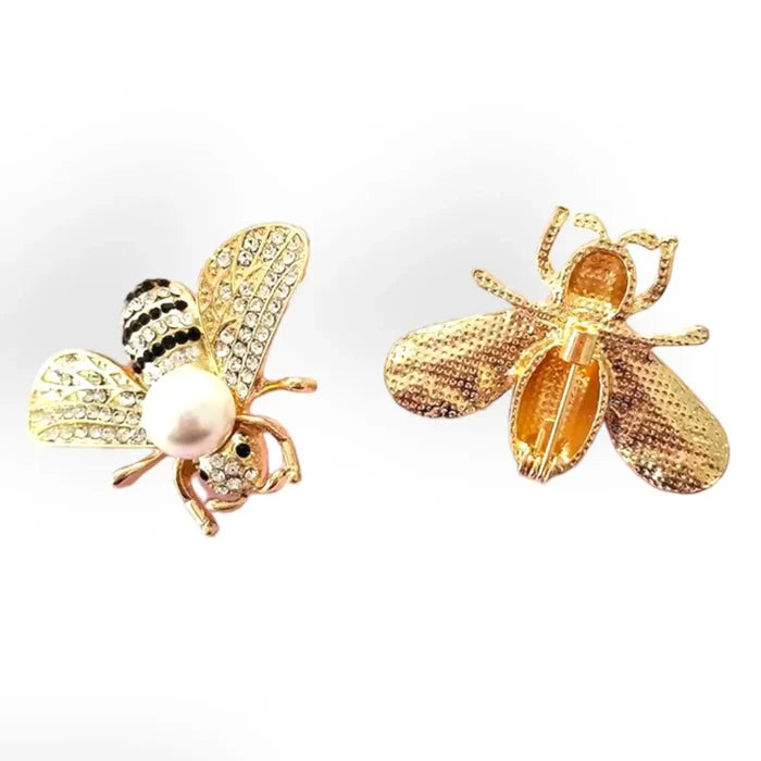 Elegant Glittery Pearl Honeybee Brooch