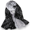 Elegant Oversized Print Silk Scarves in black silver, blush, or peach as rectangle wrap, head scarf, or stole