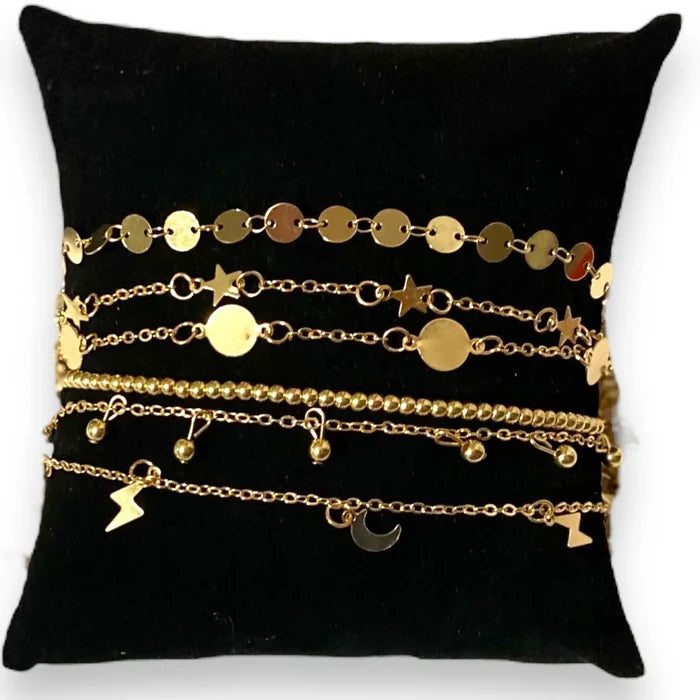 Enchanting Gold Stackable Anklet Set