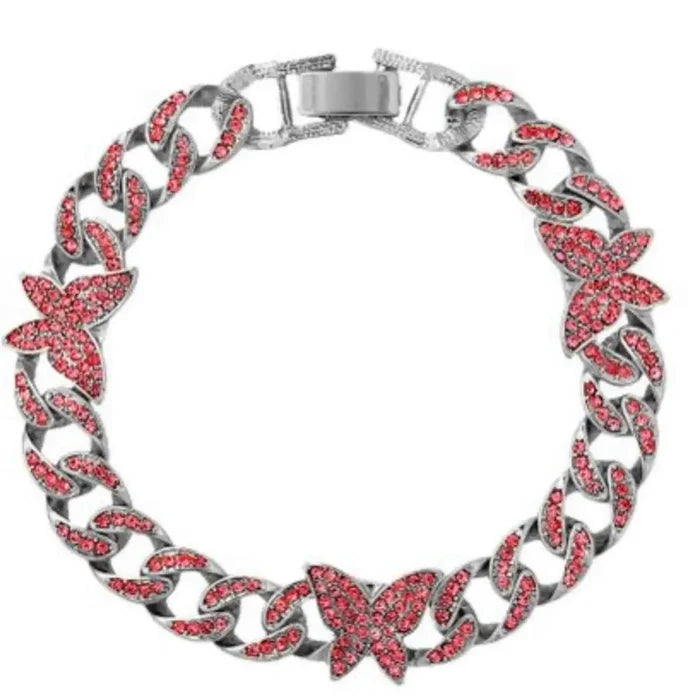 Enchanting Pink Crystal Butterfly Anklet - Wild Time Fashion