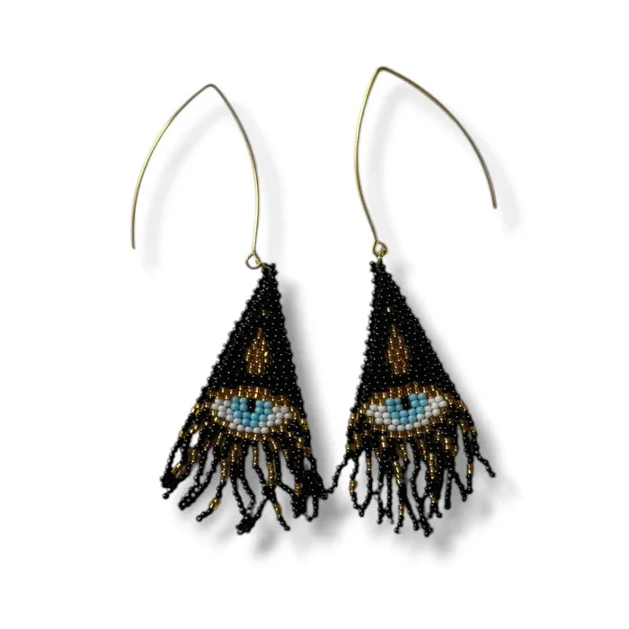 Evil Eye Fringe Dangle Earrings - Women’s Earrings