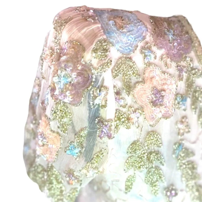 Exquisite Short Sleeve Pink Sequin Floral Dress by Scala- Wild Time Fashion
