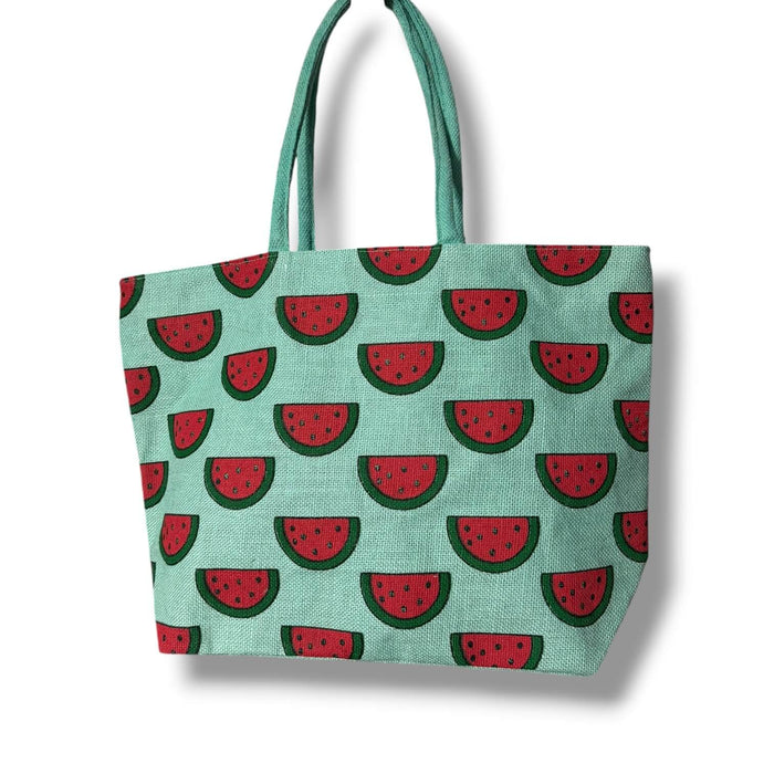 white background Oversized Watermelon Jute Tote / women's beach bag /one size