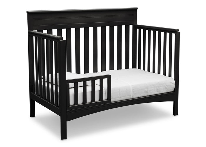 Delta Children Black (001) Fabio 4-in-1 Crib, Right View with Toddler Guardrail a3a