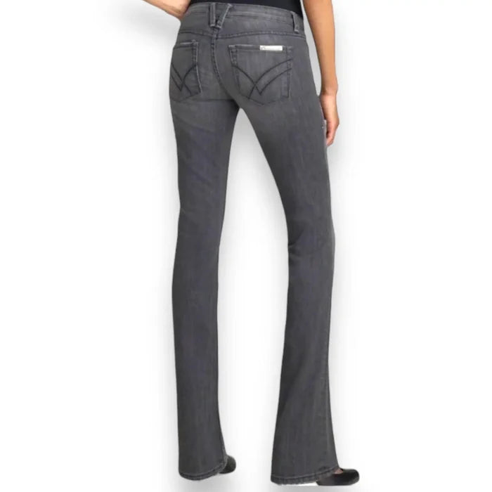 Faded Black Low Rise Straight Leg Jeans