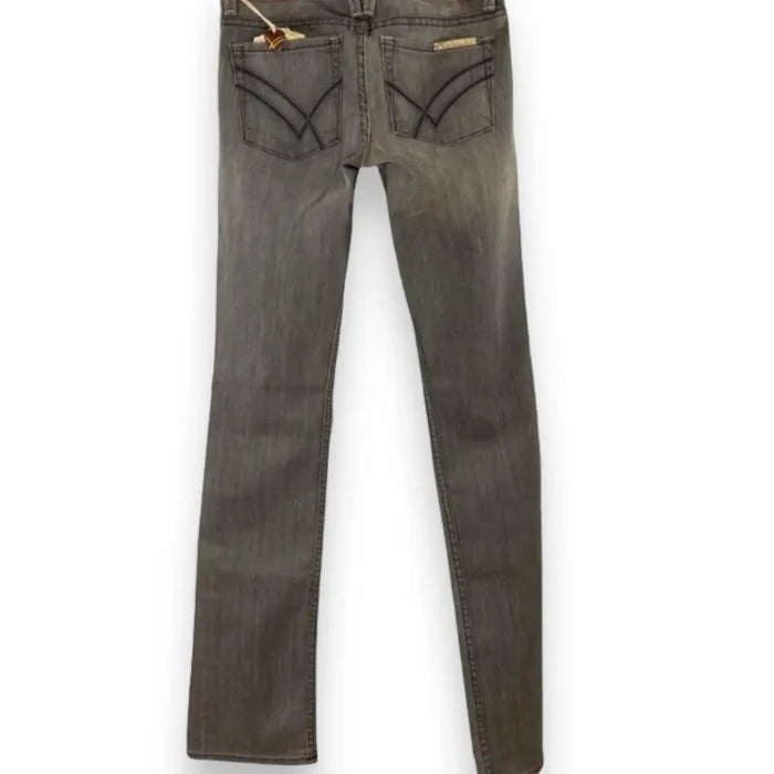 Faded Black Low Rise Straight Leg Jeans