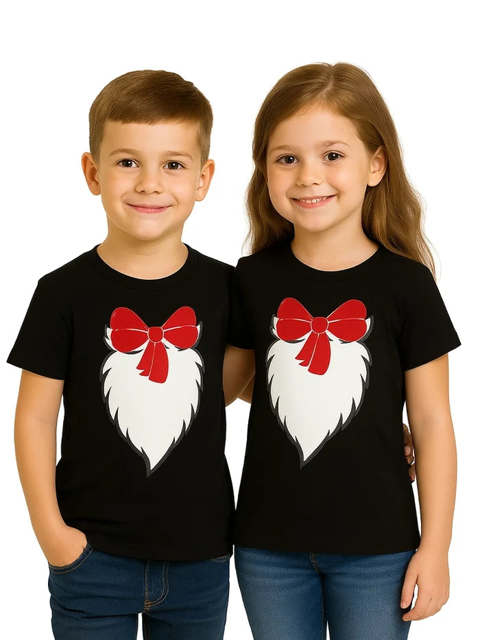 Family Cat In The Hat Printed Black T-Shirts