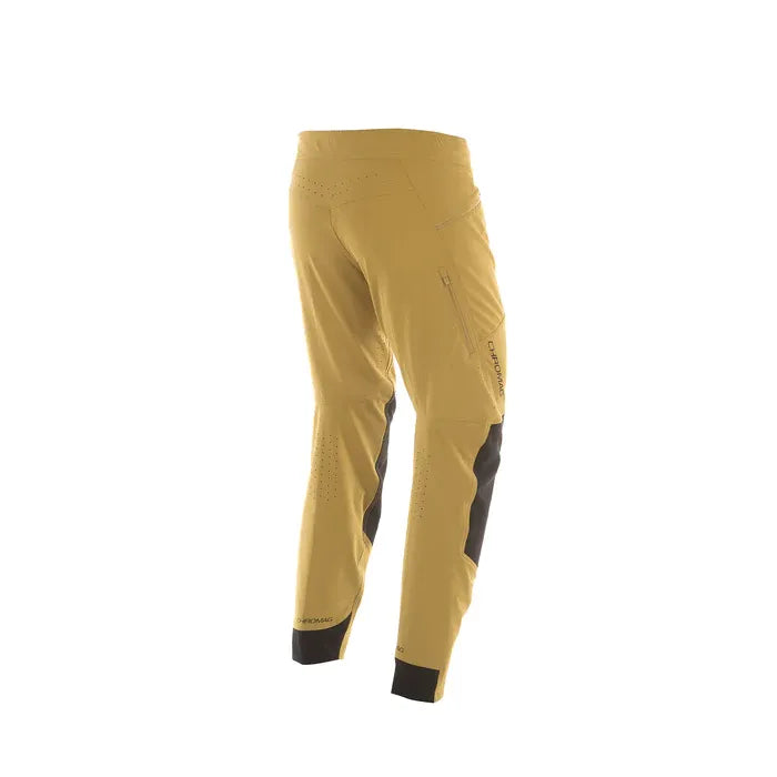 Yellow pants with black accents on a white background