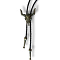 Festival Gold Steer Skull Western Bolo Tie  braided faux-leather rope. Unisex / Western  / One Size