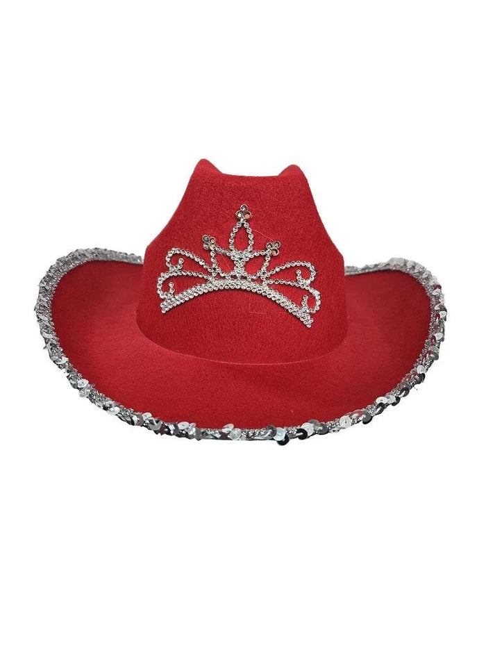 Festival Light Up Tiara Red Cowboy Hat! - thefancydress.co.uk