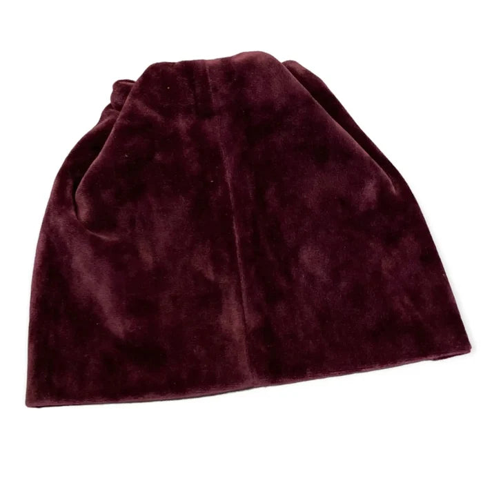 Fitted Velvet Winter Beanie Hat  beaded butterfly with rhinestones accented in burgundy red backside