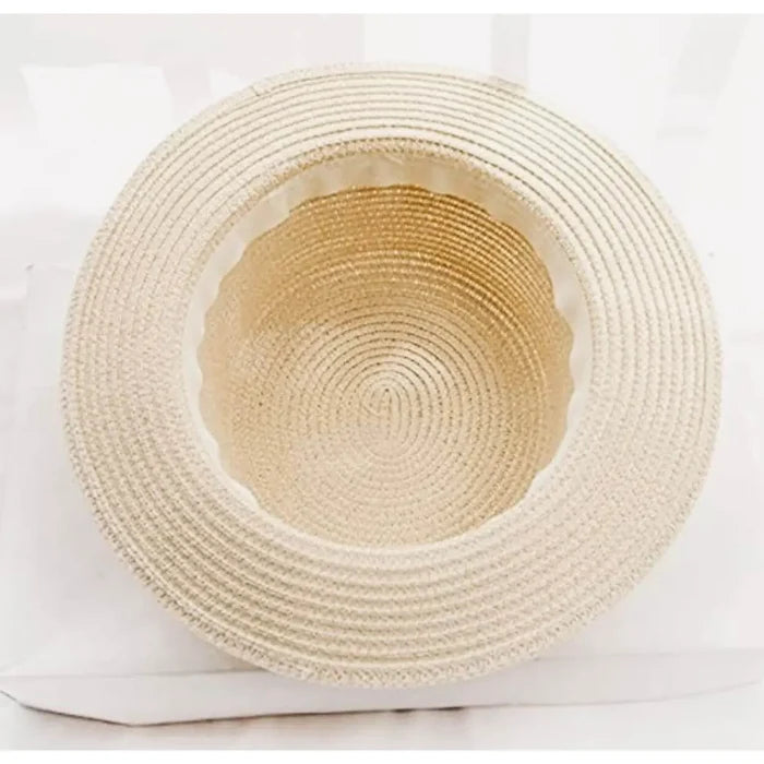 Floral Crown Summer Straw Hat - top view of a lightweight straw hat designed for sunny days and festivals.