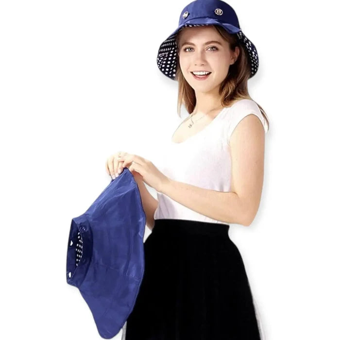 Floral extra wide brim reversible sun hat  converts to short-brim bucket.