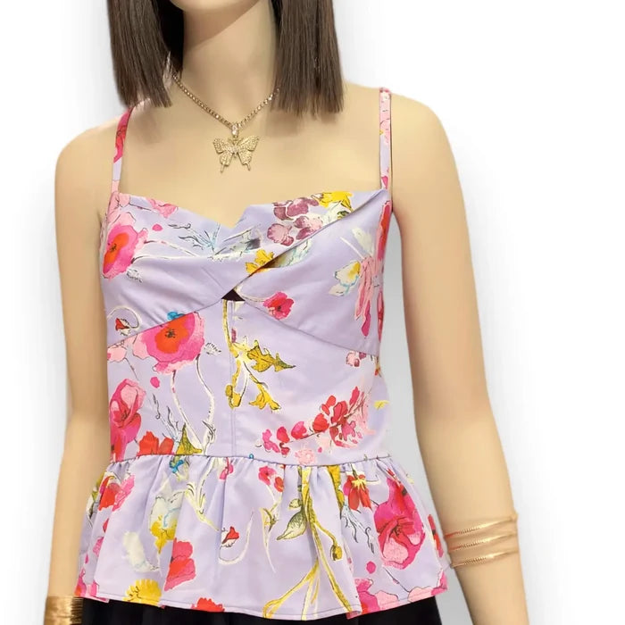 Floral Peplum Halter Top
