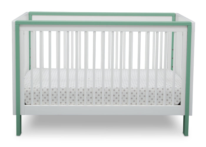 Serta Fremont 3-in-1 Convertible Crib Bianca with Aqua (134) Front a3a