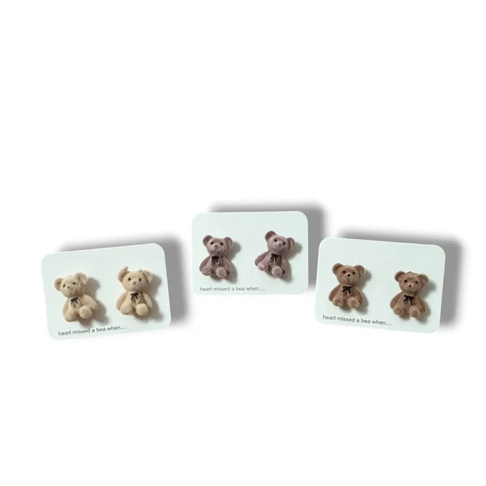 Fuzzy Teddy Bears Post Earrings - Women’s Earrings