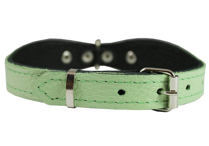 Genuine leather Designer Dog Collar 14.5"x1" with Studs, Daisy, and Rhinestone, Fit 10.5"-13" neck