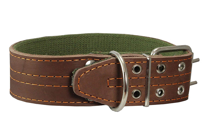 Genuine Leather Dog Collar, Padded, Brown 1.75" Wide. Fits 23"-27" neck size Great Dane Newfoundland