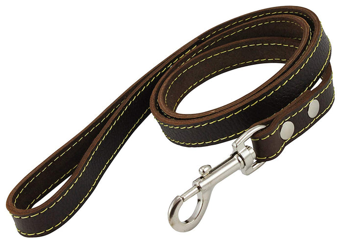 Genuine Thick Leather Classic Dog Leash 3/4" Wide 4 Ft, Medium, Large