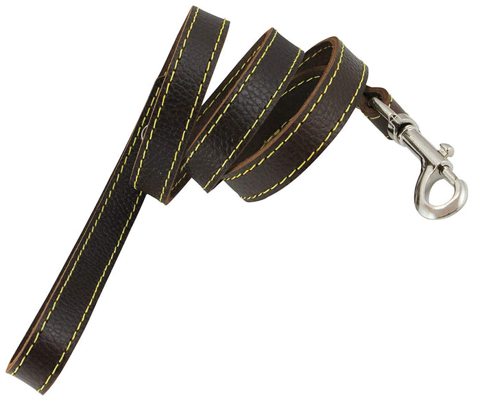 Genuine Thick Leather Classic Dog Leash 3/4" Wide 4 Ft, Medium, Large