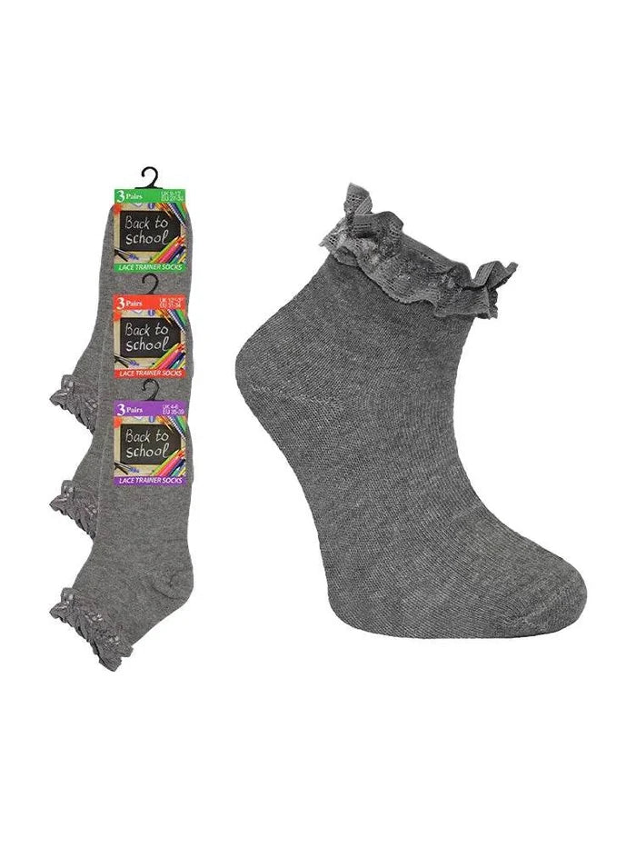 Girls Ankle Frill Socks Pack of 3 - thefancydress.co.uk