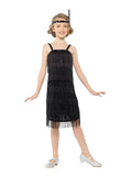 Girls Black Flapper Dress - thefancydress.co.uk