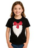 Girls Cat in The Hat Ribbon Print Cotton Black T-Shirt