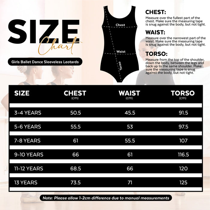 Girls Cotton Wide Strap Black Sleeveless Leotard