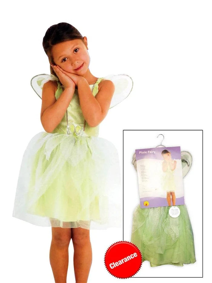 Girls Fancy Dress Green Pixie Fairy Costume - thefancydress.co.uk