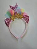 Girls Glitter Pink Mermaid Cat Headband - thefancydress.co.uk