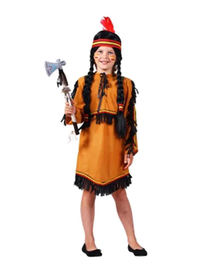 Girls Indian Wild West Tribal Warrior Cosplay Costume Set - thefancydress.co.uk