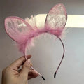 Girls Light Up Lace Bunny Ear Headband - thefancydress.co.uk