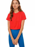Girls Neon Plain Short Sleeve Microfiber Crop Top - thefancydress.co.uk