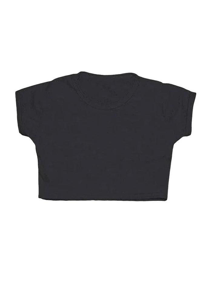 Girls Neon Plain Short Sleeve Microfiber Crop Top - thefancydress.co.uk