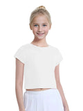 Girls Plain Short Sleeve Crop Tops - thefancydress.co.uk