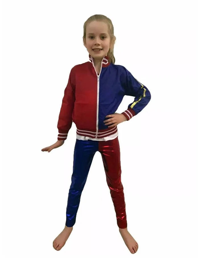 Girls Red & Blue Harley Quinn Jacket - thefancydress.co.uk