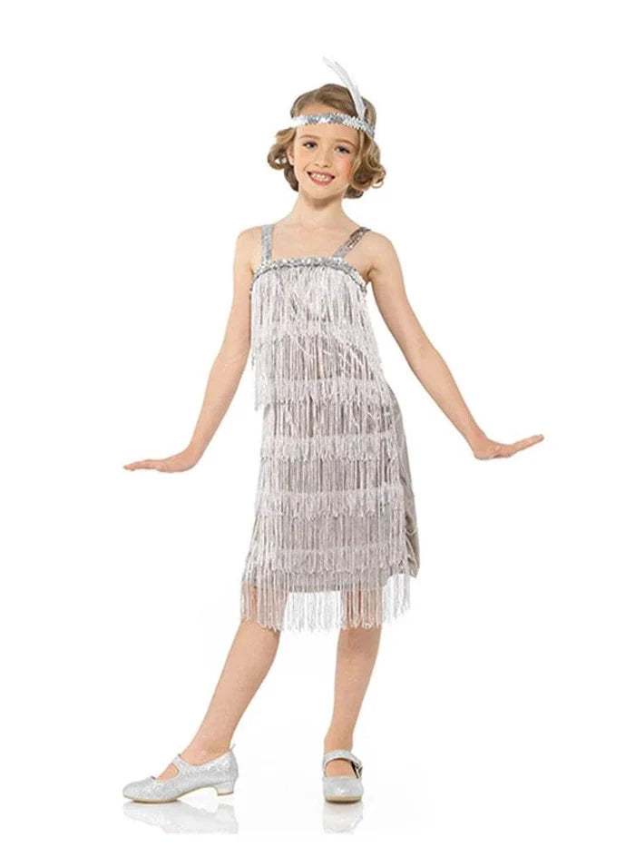 Girls Silver Flapper Costume - thefancydress.co.uk