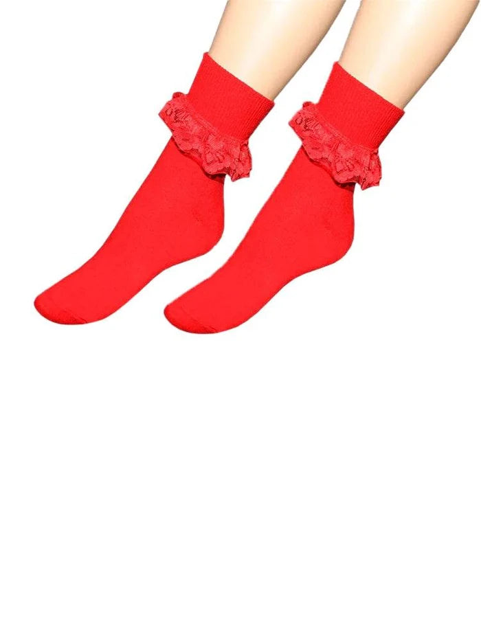 Girls Stylish Lace Trainer Socks - thefancydress.co.uk